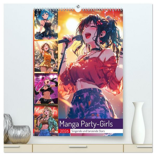 Produktbild: Manga Party-Girls. Singende und tanzende Stars (hochwertiger Premium Wandkalender 2026 DIN A2 hoch), Kunstdruck in Hochglanz