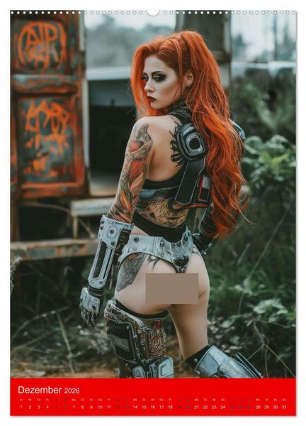 Produktbild: RED HAIR - Cyberladys (hochwertiger Premium Wandkalender 2026 DIN A2 hoch), Kunstdruck in Hochglanz