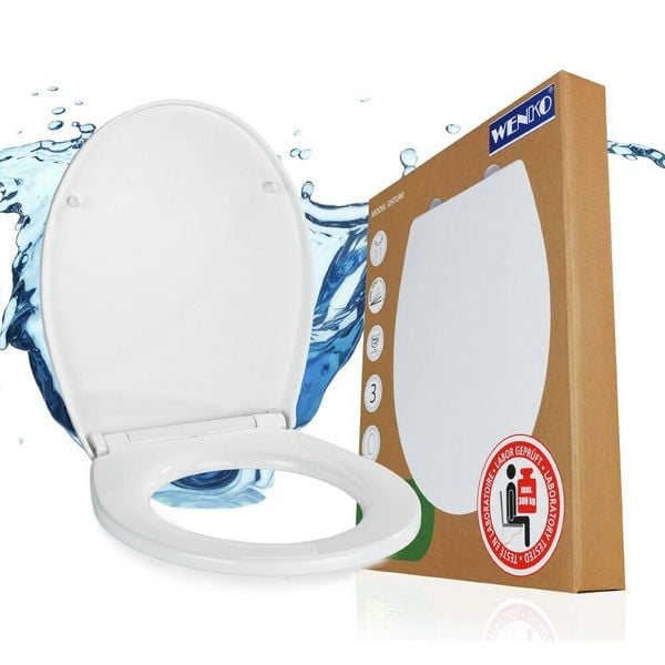 WC Sitz Mod. Ostuni Weiß, stabiler Toilettensitz mit Absenkautomatik