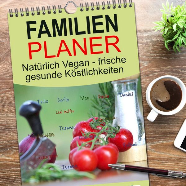 Produktbild: Familienplaner 2026 - Nat&uuml;rlich Vegan - frische gesunde K&ouml;stlichkeiten mit 5 Spalten (Wandkalender, 21 x 45 cm) CALVENDO