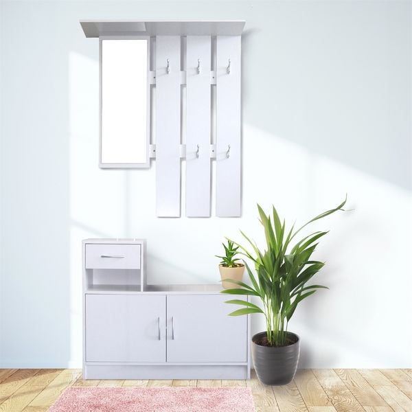HTI-Living Garderobenpaneel mit Schuhschrank Thekla Weiß