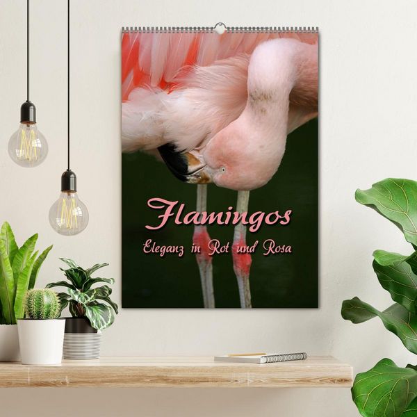 Produktbild: Flamingos - Eleganz in Rot und Rosa (Wandkalender 2026 DIN A2 hoch), CALVENDO Monatskalender