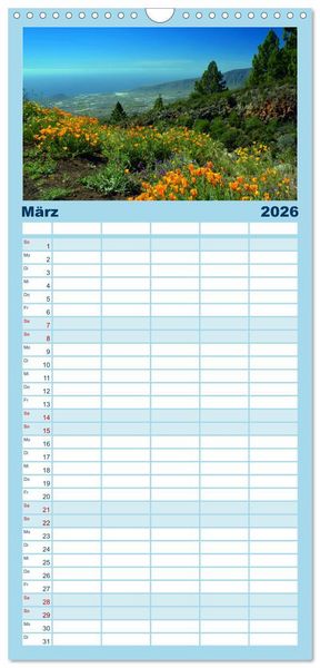 Produktbild: Familienplaner 2026 - Teneriffa Insel der Gl&uuml;ckseeligen mit 5 Spalten (Wandkalender, 21 x 45 cm) CALVENDO