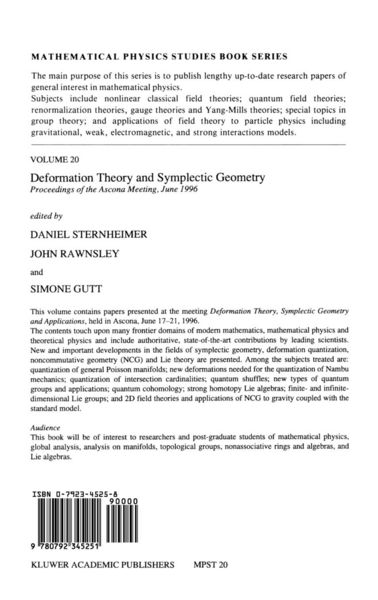 Produktbild: Deformation Theory and Symplectic Geometry
