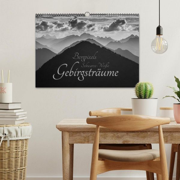 Produktbild: Bergpixels Schwarz-Wei&szlig;e Gebirgstr&auml;ume (Wandkalender 2026 DIN A3 quer), CALVENDO Monatskalender