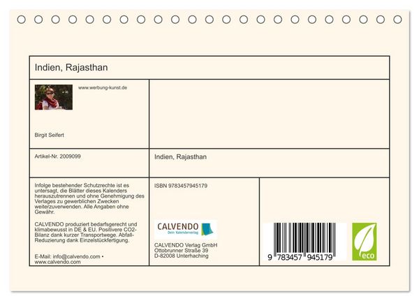Produktbild: Indien, Rajasthan (Tischkalender 2026 DIN A5 quer), CALVENDO Monatskalender