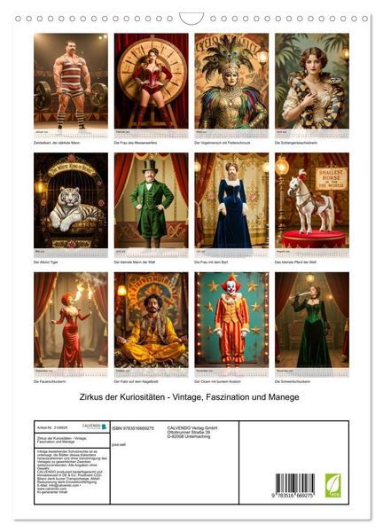 Produktbild: Zirkus der Kuriosit&auml;ten - Vintage, Faszination und Manege (Wandkalender 2026 DIN A3 hoch), CALVENDO Monatskalender