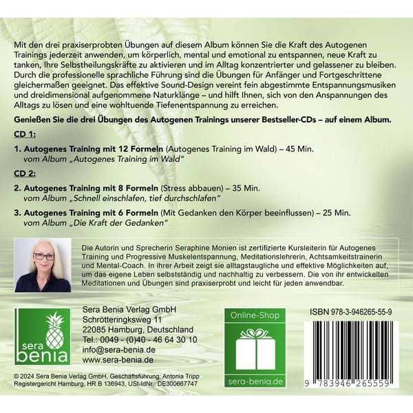 Produktbild: Autogenes Training | Übungen für die Gesundheit | 2 CDs | 3 Entspannungsübungen mit Entspannungsmusik {Tiefenentspannung, vegetatives Nervensystem beruhigen, Stressabbau, Konzentration steigern}