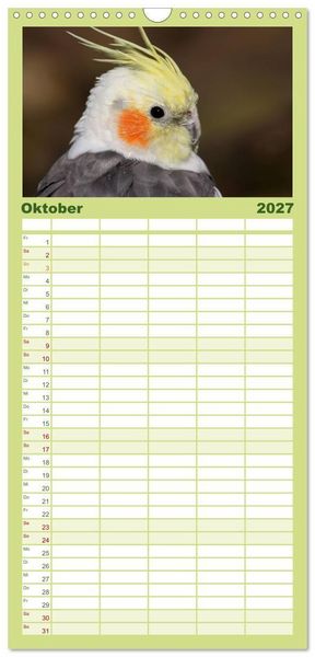 Produktbild: Familienplaner 2027 - Nymphensittiche mit 5 Spalten (Wandkalender, 21 x 45 cm) CALVENDO
