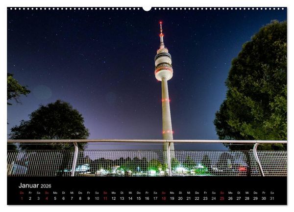 Produktbild: M&uuml;nchen bei Nacht (hochwertiger Premium Wandkalender 2026 DIN A2 quer), Kunstdruck in Hochglanz