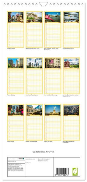 Produktbild: Familienplaner 2026 - Stadtansichten New York mit 5 Spalten (Wandkalender, 21 x 45 cm) CALVENDO