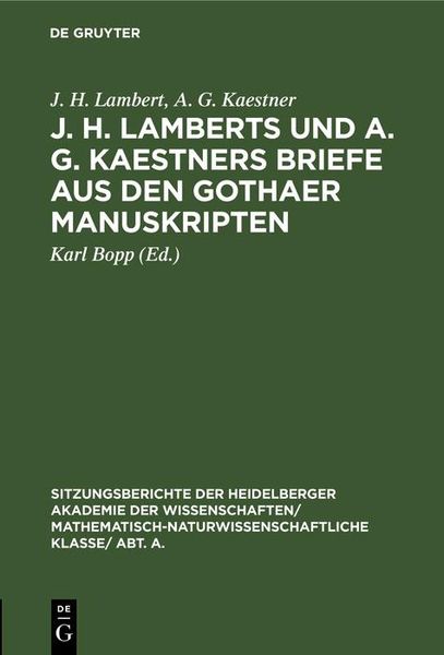 Produktbild: J. H. Lamberts und A. G. Kaestners Briefe aus den Gothaer Manuskripten