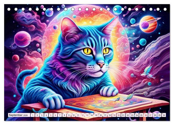 Produktbild: Katzen Schnurrige K&uuml;nstler (Tischkalender 2026 DIN A5 quer), CALVENDO Monatskalender