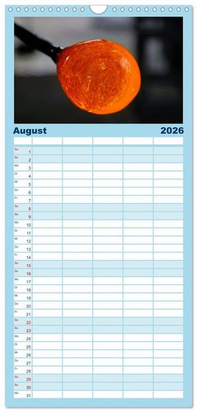 Produktbild: Familienplaner 2026 - Glasblasen filigranes Handwerk mit 5 Spalten (Wandkalender, 21 x 45 cm) CALVENDO