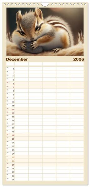 Produktbild: Familienplaner 2026 - Traumhafte Ruhe - Ein Jahr mit s&uuml;&szlig;en Schlafm&uuml;tzen mit 5 Spalten (Wandkalender, 21 x 45 cm) CALVENDO