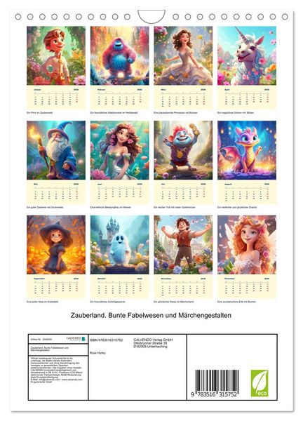 Produktbild: Zauberland. Bunte Fabelwesen und M&auml;rchengestalten (Wandkalender 2026 DIN A4 hoch), CALVENDO Monatskalender