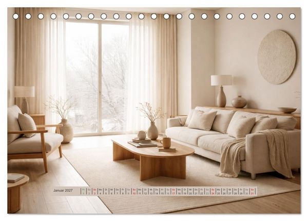 Produktbild: Wohntr&auml;ume &ndash; Minimalistische R&auml;ume voller Ruhe (Tischkalender 2027 DIN A5 quer), CALVENDO Monatskalender