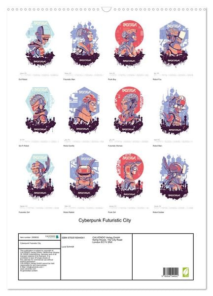 Produktbild: Cyberpunk Futuristic City (Wall Calendar 2026 DIN A2 portrait), CALVENDO 12 Month Wall Calendar