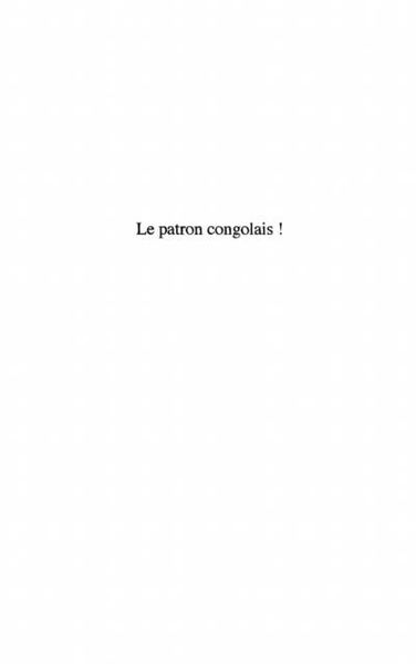 Produktbild: Patron congolais comedie en quatre actes