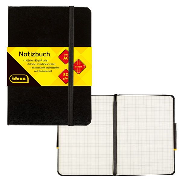 Idena Notizbuch 80g/m² kariert schwarz DIN A6 192 Seiten, von , Idena, 4002372209827