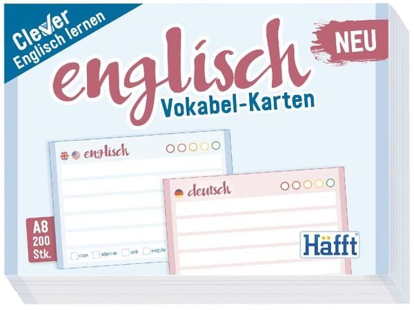 Produktbild: Vokabel-Karten Englisch 200 St&uuml;ck A8