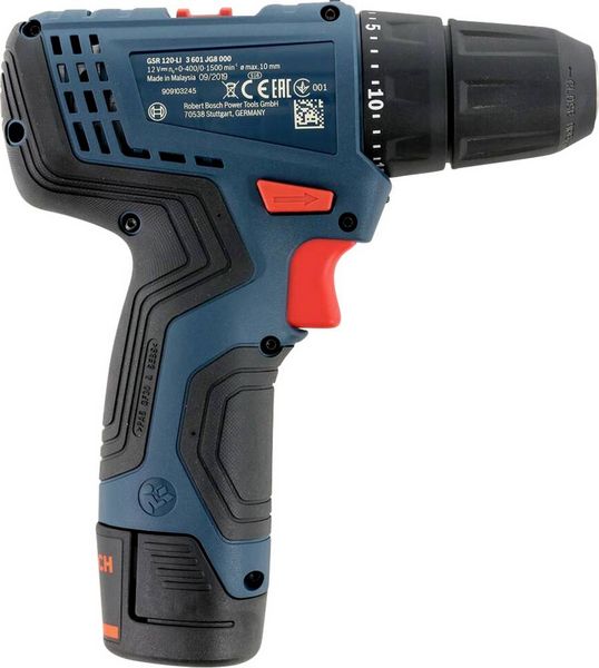 Produktbild: Bosch Professional GSR 120-LI GSR 120-LI Akku-Bohrschrauber 12 V 2.0 Ah Li-Ion inkl. 2. Akku, inkl. Ladeger&auml;t, inkl. Koffer