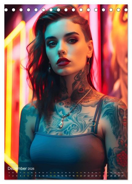 Produktbild: Tattoo Sch&ouml;nheiten - zw&ouml;lf Monate, zw&ouml;lf Frauen und jede Menge Tattoos (Tischkalender 2026 DIN A5 hoch), CALVENDO Monatskalender