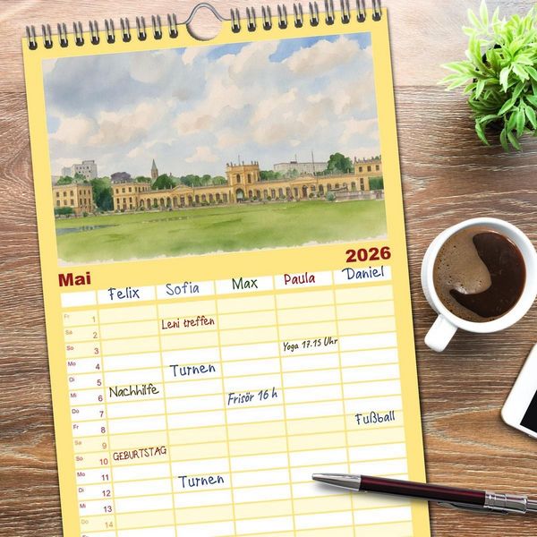 Produktbild: Familienplaner 2026 - DOCUMENTA-Stadt Kassel mit 5 Spalten (Wandkalender, 21 x 45 cm) CALVENDO