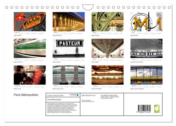 Produktbild: Paris M&eacute;tropolitain (Calendrier mural 2026 DIN A4 vertical), CALVENDO calendrier mensuel
