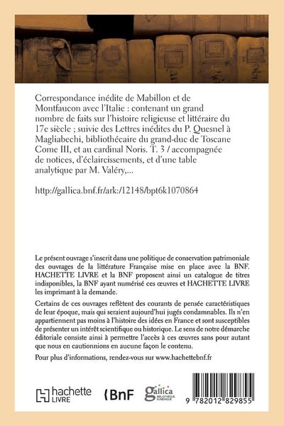 Produktbild: Correspondance in&eacute;dite de Mabillon et de Montfaucon avec l'Italie. T. 3