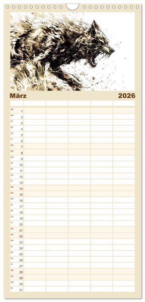 Produktbild: Familienplaner 2026 - G&ouml;tter der Wikinger - Skizzen zur Welt der Nordischen Mythologie mit 5 Spalten (Wandkalender, 21 x 45 cm) CALVENDO