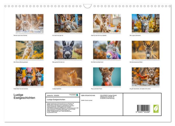 Produktbild: Lustige Eselgeschichten (Wandkalender 2026 DIN A3 quer), CALVENDO Monatskalender
