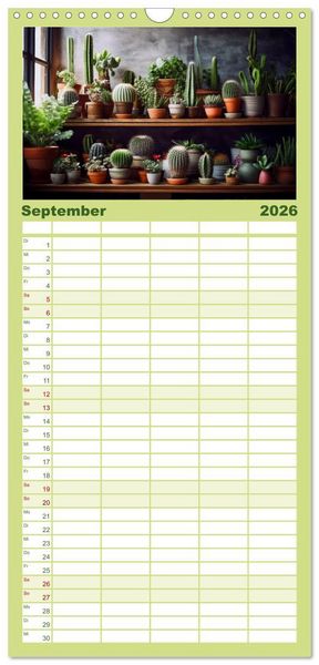 Produktbild: Familienplaner 2026 - Kaktuszauberland mit 5 Spalten (Wandkalender, 21 x 45 cm) CALVENDO