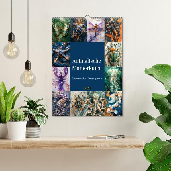 Produktbild: Animalische Mamorkunst (Wandkalender 2026 DIN A3 hoch), CALVENDO Monatskalender