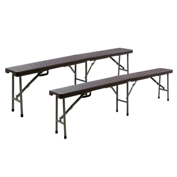 2er Set Klappbank Campingbank 180 cm braun