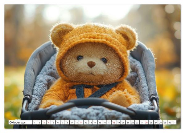 Produktbild: Teddy Babykalender - Jeden Monat zum Knuddeln s&uuml;&szlig; (Wandkalender 2026 DIN A4 quer), CALVENDO Monatskalender
