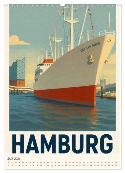Produktbild: City Poster Hamburg - Stilisierte Impressionen der Hansestadt (Wandkalender 2027 DIN A2 hoch), CALVENDO Monatskalender
