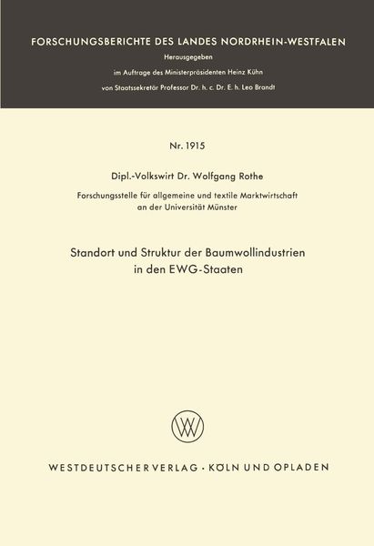Produktbild: Standort und Struktur der Baumwollindustrien in den EWG-Staaten