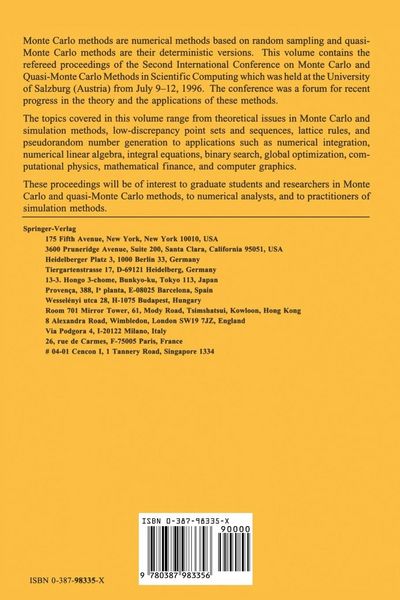 Produktbild: Monte Carlo and Quasi-Monte Carlo Methods 1996