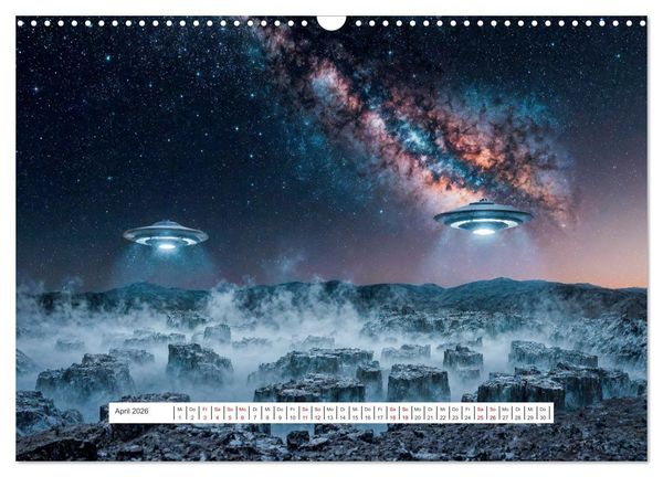 Produktbild: Fliegende Untertasse - Die gro&szlig;e Fantasiereise (Wandkalender 2026 DIN A3 quer), CALVENDO Monatskalender
