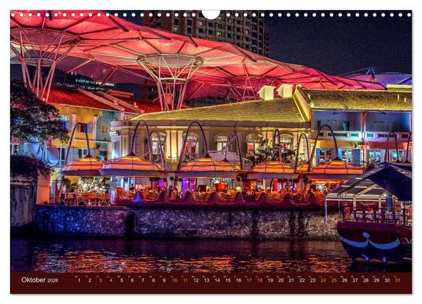 Produktbild: Nachtansichten Singapur City (Wandkalender 2026 DIN A3 quer), CALVENDO Monatskalender