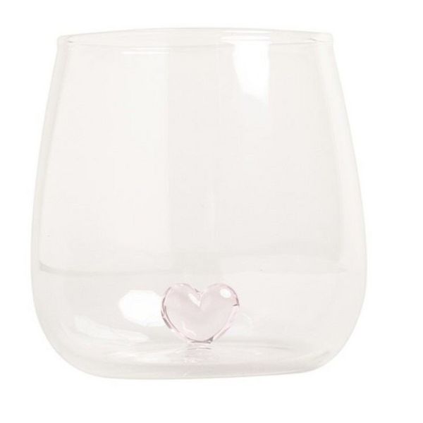 Produktbild: Trinkglas Herzfigur rosa