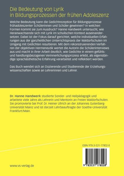 Produktbild: Die Bedeutung von Lyrik in Bildungsprozessen der fr&uuml;hen Adoleszenz