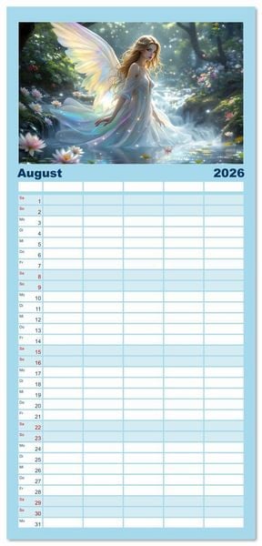 Produktbild: Familienplaner 2026 - Engel und Wasser - Ein Band der Anmut mit 5 Spalten (Wandkalender, 21 x 45 cm) CALVENDO