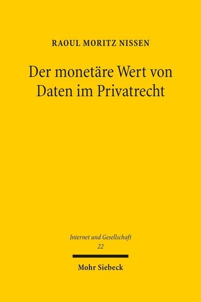 Produktbild: Der monet&auml;re Wert von Daten im Privatrecht