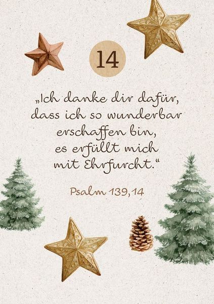 Produktbild: 24 Herzenswege zur Krippe mit Psalm 139 - Mini-Adventskalender