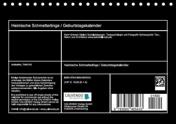 Produktbild: Heimische Schmetterlinge / Geburtstagskalender (Tischkalender immerw&auml;hrend DIN A5 quer)