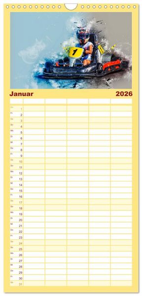 Produktbild: Familienplaner 2026 - GoKart - extrem cool mit 5 Spalten (Wandkalender, 21 x 45 cm) CALVENDO
