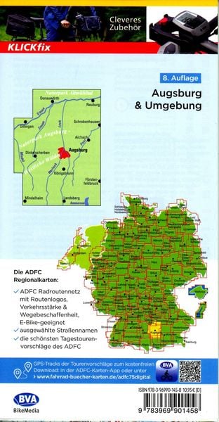 Produktbild: BVA ADFC Regionalkarte Augsburg und Umgebung 1:75.000