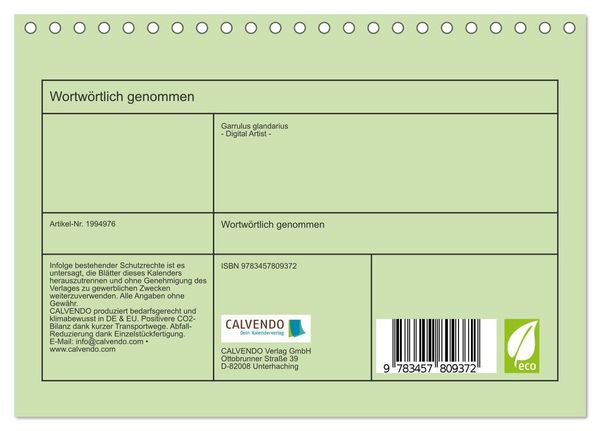 Produktbild: Wortw&ouml;rtlich genommen (Tischkalender 2026 DIN A5 quer), CALVENDO Monatskalender